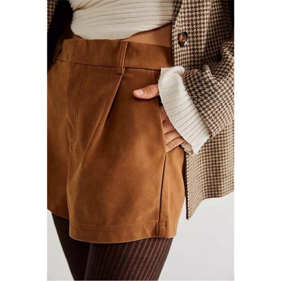 NWTGS FREE PEOPLE Roma Vegan Suede Shorts / Mocha - Picture 7 of 12